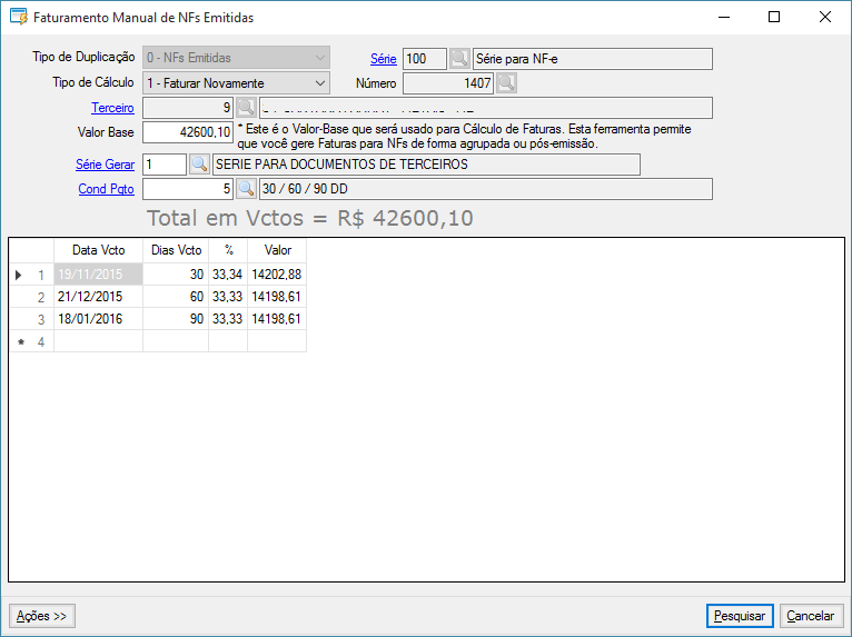 Faturamento Manual de NFs